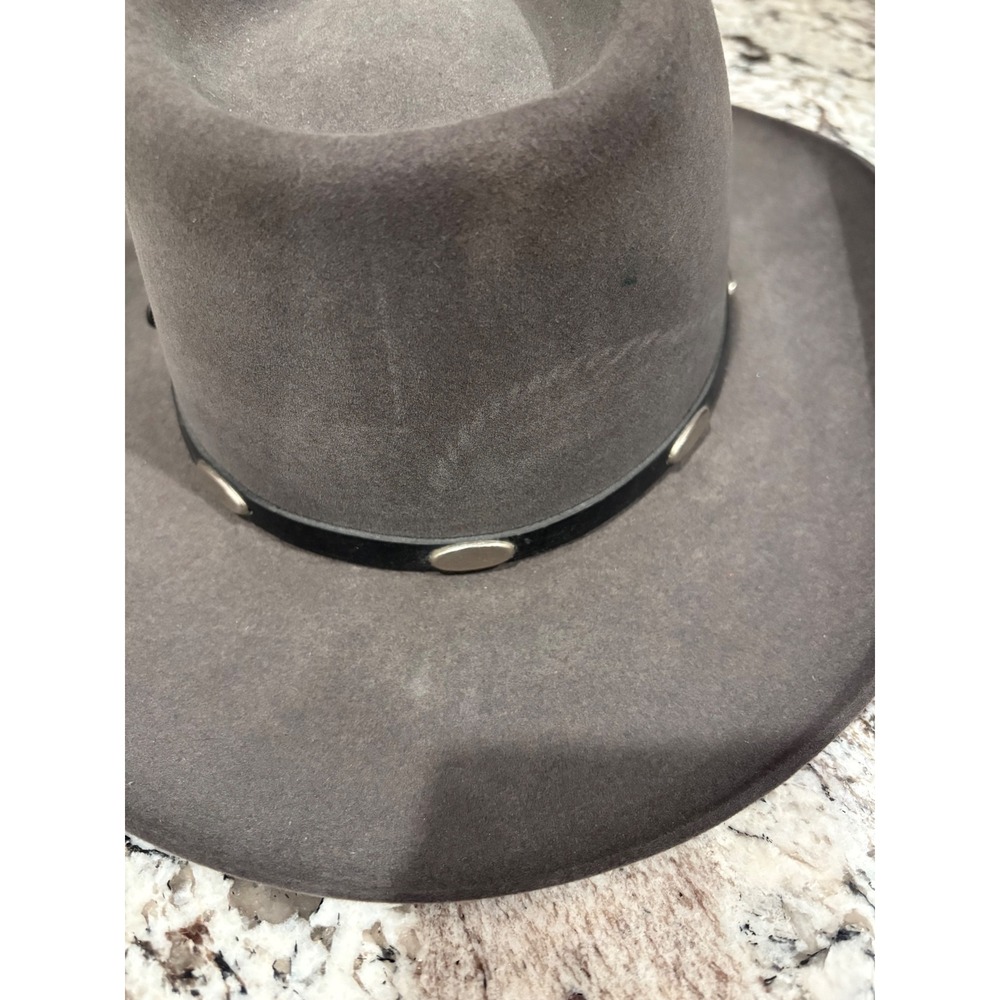 Vintage Stetson "The Gunslinger" 4X Beaver Fur Felt Cowboy Hat Gray Size 7 USA - Picture 4 of 8
